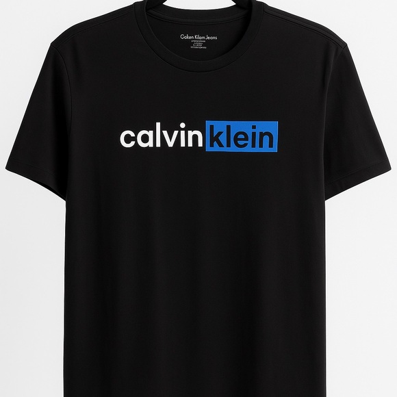 Calvin Klein Black and Blue Logo Tee - Picture 1 of 4
